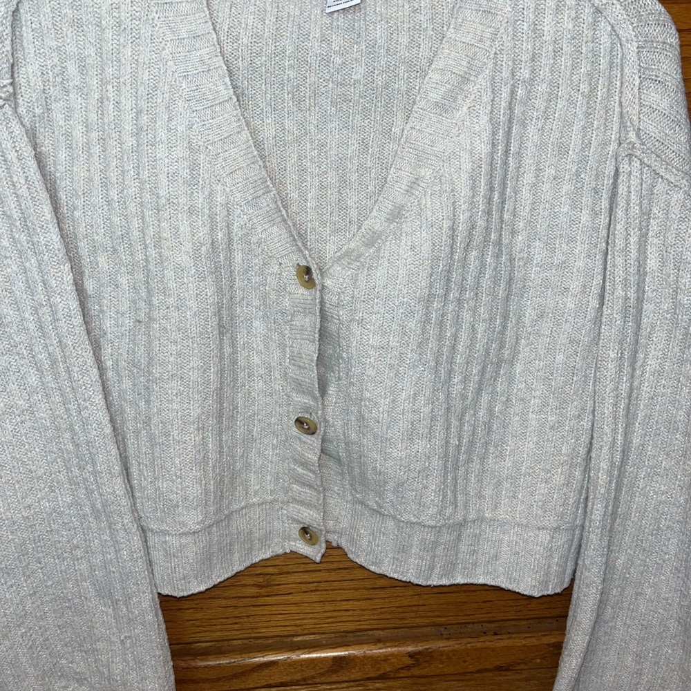 Women's Cream Button-Up Sweater